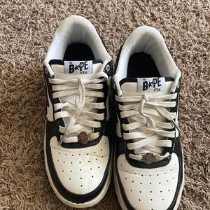 black and white patent leather